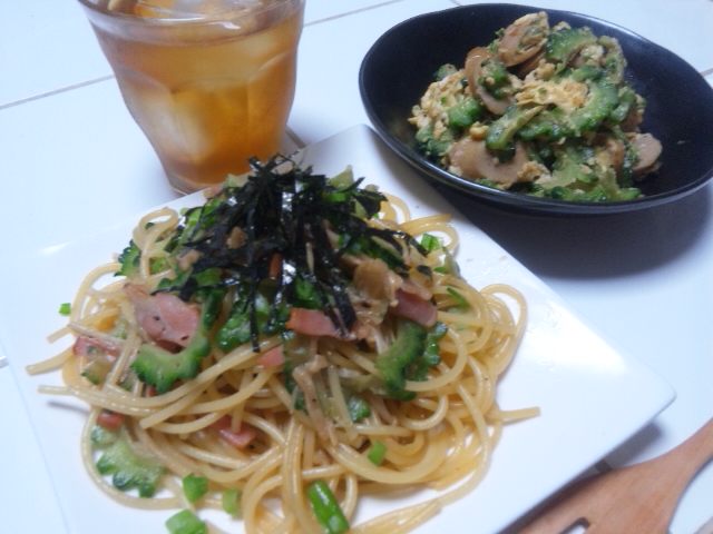 診療室で収穫したゴーヤ料理　柴垣歯科医院